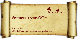Vermes Avenár névjegykártya